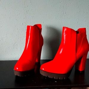 Ladies Red Platform Boots